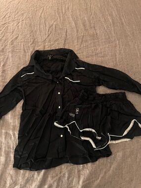 Anthropologie Black Two-Piece Pajama Set